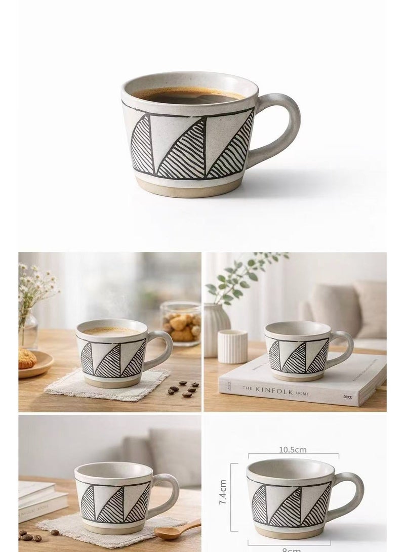 فناجين قهوة سيراميك عالية الجودة - سعة 350 مل - تصميم فم عريض - كوب سيراميك للقهوة والشاي واللاتي - Image 2